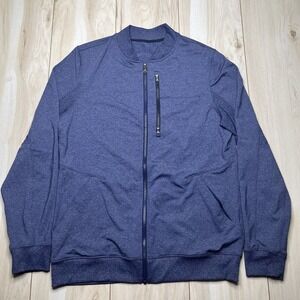 Lululemon Jacket Mens Large Heather Blue City Commute Bomber Stretch Full Zip